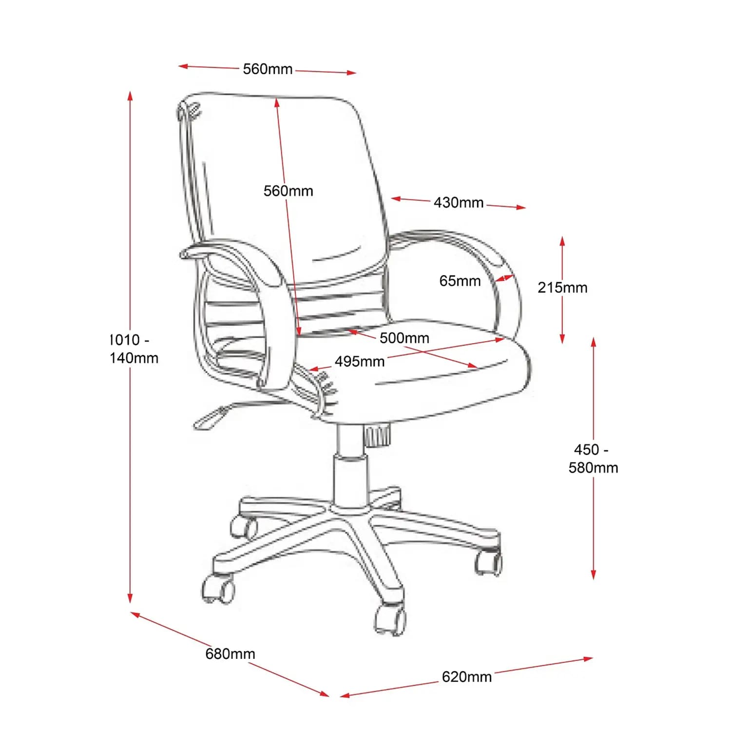 CL610 Medium Back Chair - Image 5