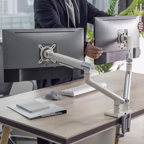 Premium Dual Monitor Arm White - Image 3