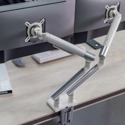 Premium Dual Monitor Arm White - Image 4